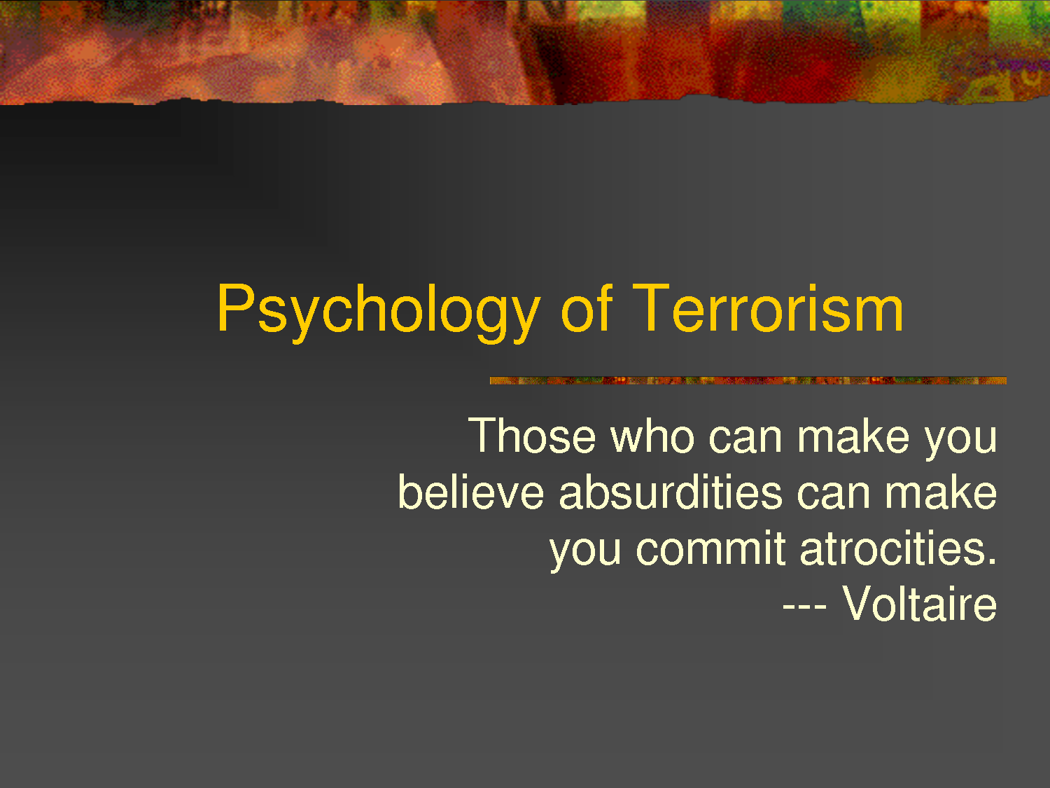 Terrorism expert speaks on psychology of suicide bombers